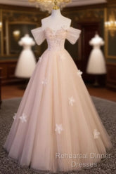 Vintage Ball Gown Off The Shoulder Tulle Long Semi Formal Prom Dress Formal Dresses